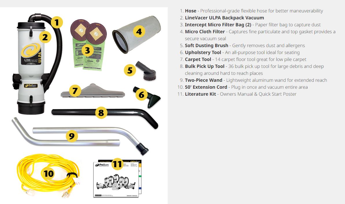 ProTeam ULPA what comes in the box