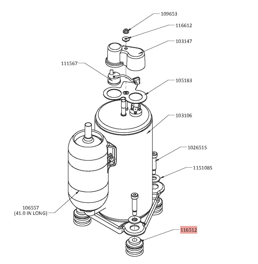 VIBRATION MOUNT - COMPRESSOR 115V LG 8600-R410A